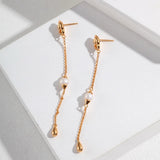 Erika Pearl Silver 18k Gold Linear Drop Earrings