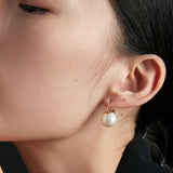 Lavish 18k Gold Vermeil White Pearl Hoop Earrings