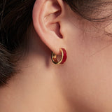 Passion Red Drip Glaze Hoop Earrings