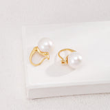 Lavish 18k Gold Vermeil White Pearl Hoop Earrings