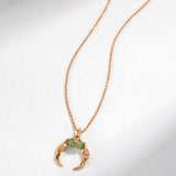 Aventurine Zircon 18K Gold Sterling Silver Crescent Moon Necklace