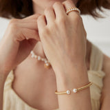 Royal Court 18k Gold Vermeil Pearl Open Bangle