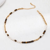 Earthy Grace Tiger’s Eye Baroque Pearl 18k Gold Vermeil Necklace