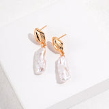 Baroque Pearl 18k Gold Silver Dangle Earrings