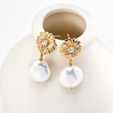 Daisy Kiss Pearl and Zircon Dangle Earrings