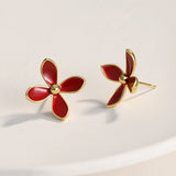 Spring Whisper Red Drip Glaze Stud Earrings