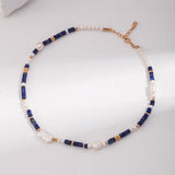 Earthy Grace Lapis Lazuli Baroque Pearl Necklace and Earrings Set