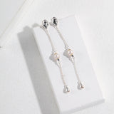 Erika Pearl Silver 18k Gold Linear Drop Earrings