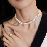 Classic Triple Strand Pearl Choker Necklace