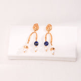 Earthy Grace Lapis Lazuli Baroque Pearl Necklace and Earrings Set