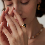 Evil Eye Drip Glaze 18K Gold Vermeil Ring