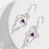 Amethyst Lava Sterling Silver Earrings