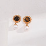 Royal Court Tiger’s Eye and Pearl Dangle Earrings