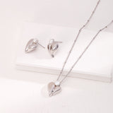 Pearl in My Heart Silver I Necklace and Earrings Set