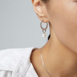 18k Gold Twist Hoop and Pearl Dangle Earrings Pendant Three Ways