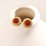 Royal Court 18k Gold Vermeil Red Agate Stud Earrings