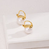 Lavish 18k Gold Vermeil White Pearl Hoop Earrings