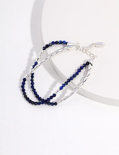 Earthy Chic II Lapis Lazuli Double-Layer Bracelet