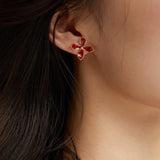 Spring Whisper Red Drip Glaze Stud Earrings