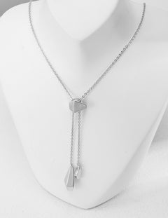 Parisian Lariat Silver Pearl Necklace