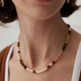 Earthy Grace Tiger’s Eye Baroque Pearl 18k Gold Vermeil Necklace