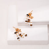 Earthy Grace Tiger’s Eye Pearl Dangle Earrings