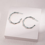 Silver Bamboo Open Hoop Earrings