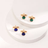 Cosmic Malachite / Lapis Lazuli 18K Gold Vermeil Stud Earrings