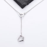 Open Heart Lariat Silver Necklace