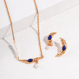 Medieval Crescent Moon Necklace and Earrings Set