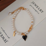 Lucky Charm Hearty Drip Glaze Pearl Bracelet