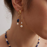 Earthy Grace Lapis Lazuli Baroque Pearl Necklace and Earrings Set