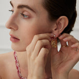 18k Gold Vermeil Zircon Leafy Earrings