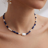 Earthy Grace Lapis Lazuli Baroque Pearl Necklace