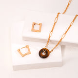 Tiger's Eye Donut Square Hoop Earrings Pendant Three Ways